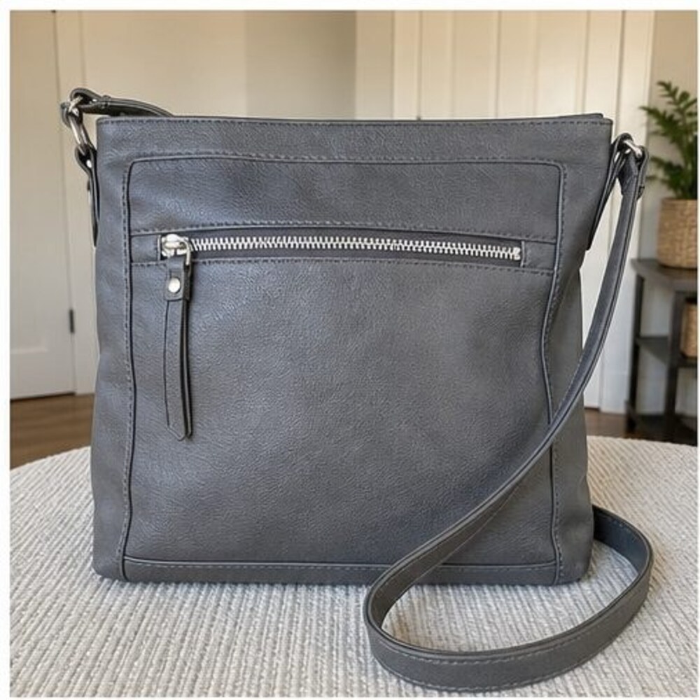 Gray Faux Leather Bag